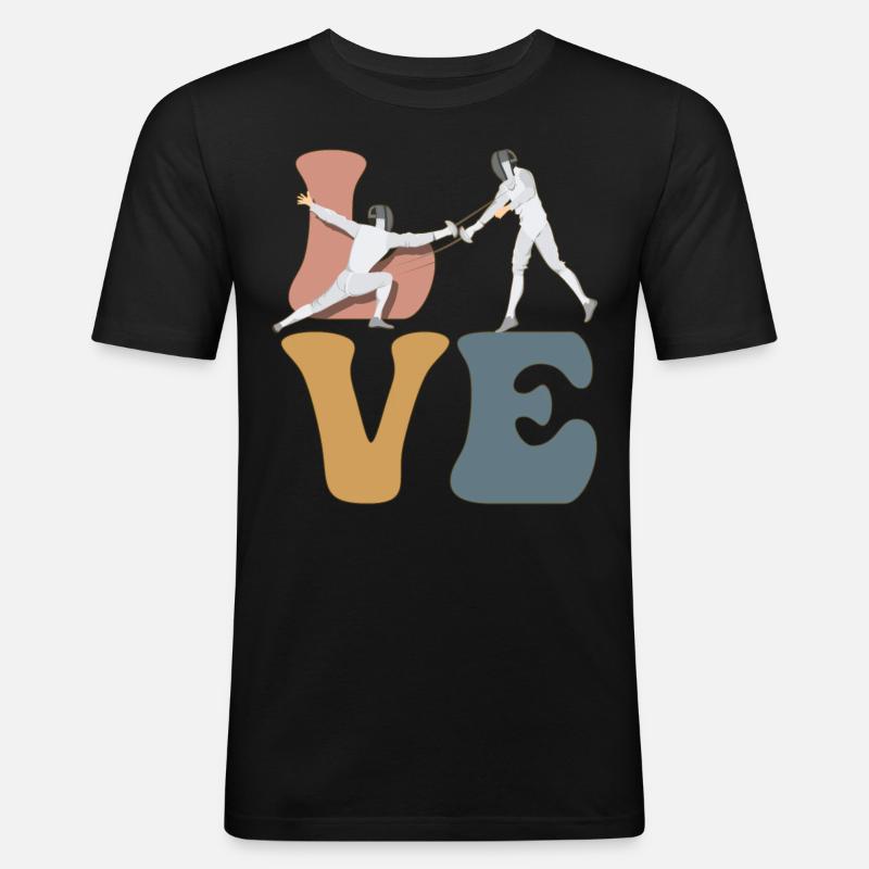 Fechten Fechter Florett Säbel - Männer Slim Fit T-Shirt - Schwarz