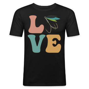 Fliegenfischer - Männer Slim Fit T-Shirt - Schwarz - Vorne - Nik (191cm)