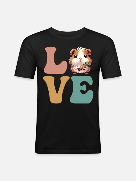 Cochon d’Inde mignon - T-shirt près du corps Homme - noir