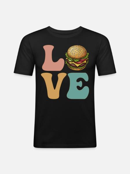 Hamburger Cheeseburger - T-shirt près du corps Homme - noir