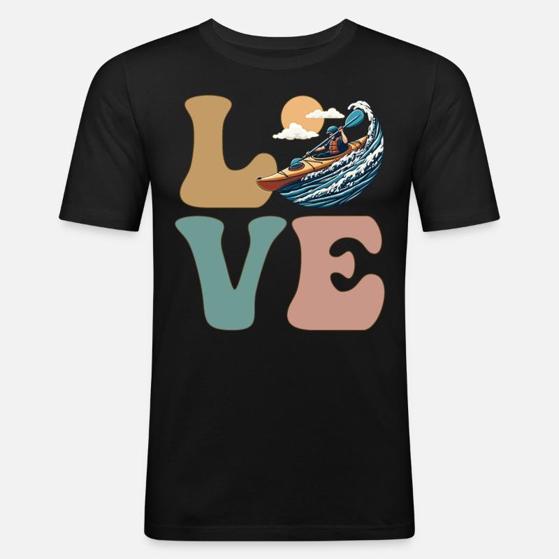 Kajak Kajakfahrer - Männer Slim Fit T-Shirt - Schwarz