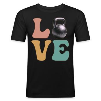 Kettlebell Lifting Gym Workout - Männer Slim Fit T-Shirt - Schwarz - Vorne - Nik (191cm)