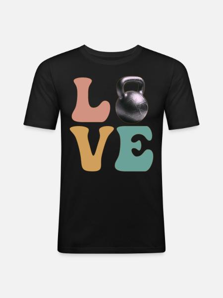 Kettlebell Lifting Gym Workout - Men's Slim Fit T-Shirt - black