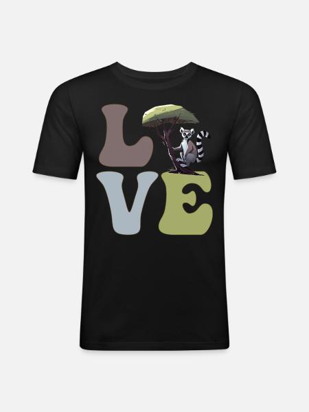 Lemur Ringtail - Men's Slim Fit T-Shirt - black