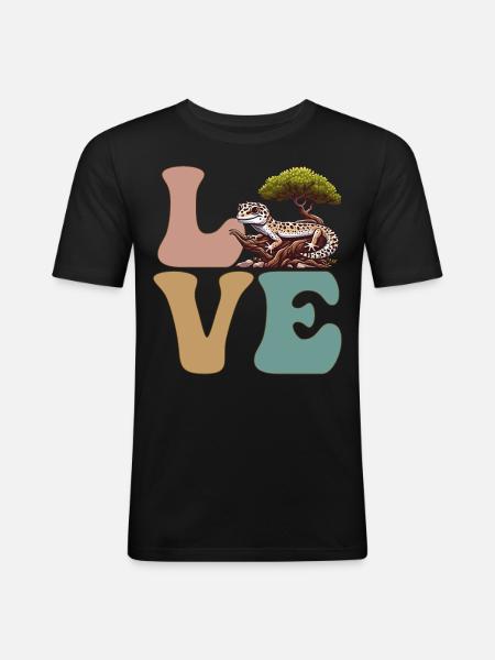 Leopard Gecko Lizard Reptile - Men's Slim Fit T-Shirt - black