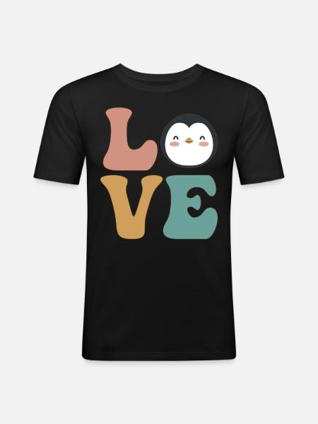Cute Penguin Lover - Men's Slim Fit T-Shirt - black