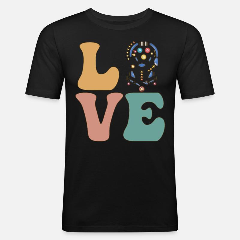 Pinball Arcade Spiel - Männer Slim Fit T-Shirt - Schwarz