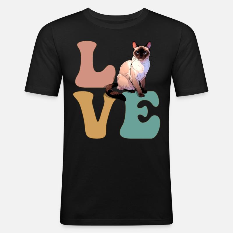 Siamkatze - Männer Slim Fit T-Shirt - Schwarz