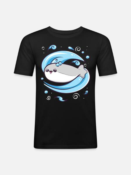 Sacabambaspis Fish Meme Water - Men's Slim Fit T-Shirt - black