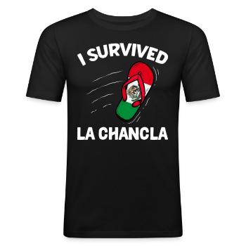 Drapeau mexicain du Mexique - T-shirt près du corps Homme - noir - Devant - Nik (191cm)