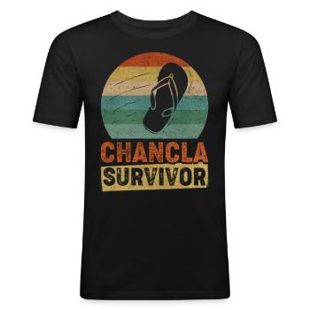 Chancla Survivor Retro La Chancla Mexiko - Männer Slim Fit T-Shirt - Schwarz - Vorne - Nik (191cm)