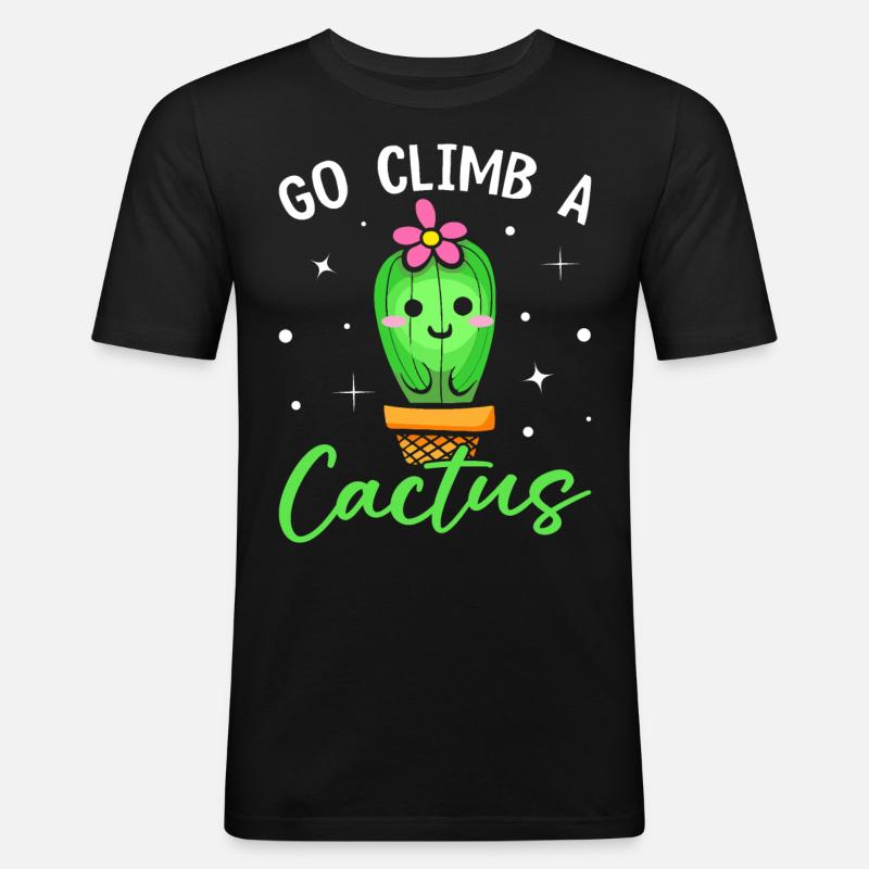 Funny Succulent - Men's Slim Fit T-Shirt - black
