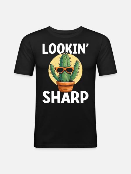 Funny Succulent Cactus - Men's Slim Fit T-Shirt - black