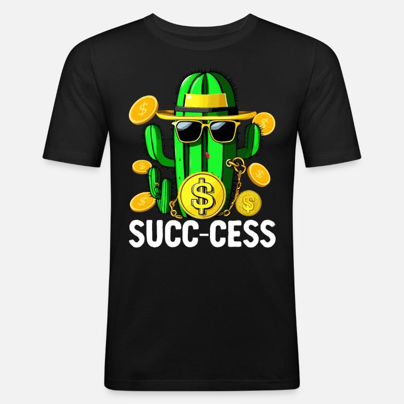 Funny Succulent Cactus - Men's Slim Fit T-Shirt - black