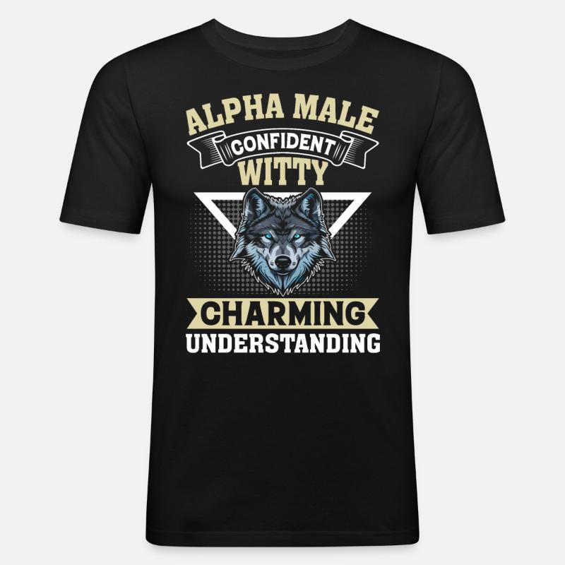Männer Wolf - Männer Slim Fit T-Shirt - Schwarz