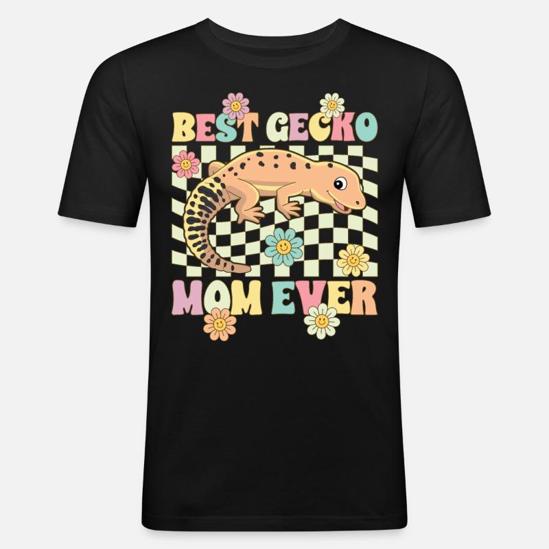 Leopard Gecko Mom Lizard Reptile - Men's Slim Fit T-Shirt - black
