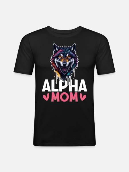 Female Alpha Wolf - Men's Slim Fit T-Shirt - black