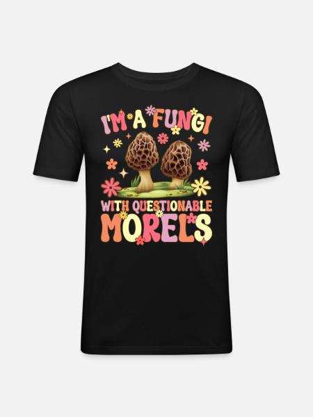 Chasse aux champignons groovy - T-shirt près du corps Homme - noir
