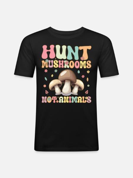 Groovy Mykologe auf Pilzsuche - Männer Slim Fit T-Shirt - Schwarz