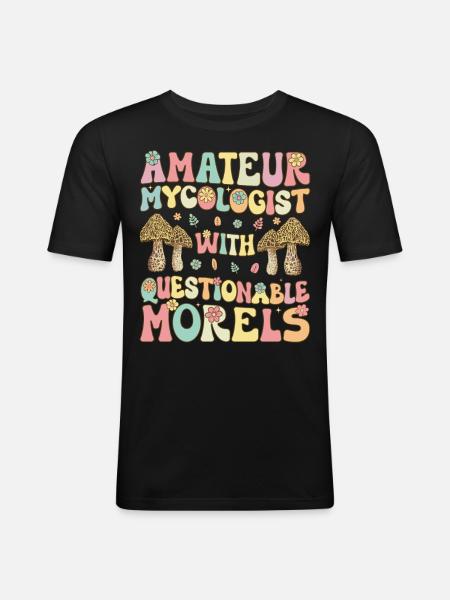 Pilzjagd - Männer Slim Fit T-Shirt - Schwarz