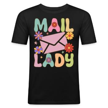 Postdienst weibliche Postangestellte - Männer Slim Fit T-Shirt - Schwarz - Vorne - Nik (191cm)