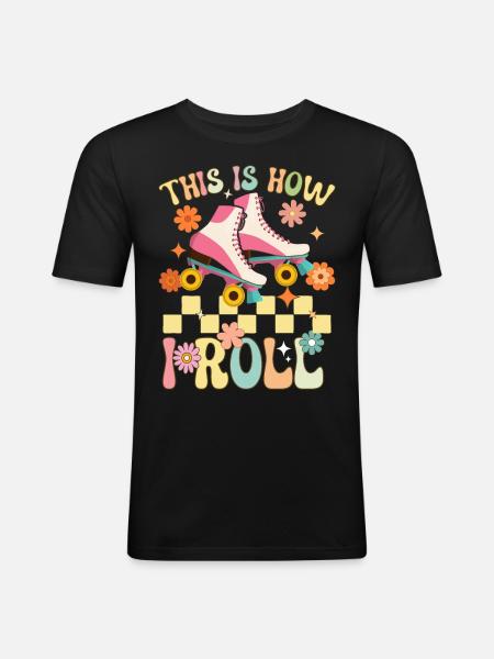 Groovy Roller Skating Rollschuhfahrer - Männer Slim Fit T-Shirt - Schwarz