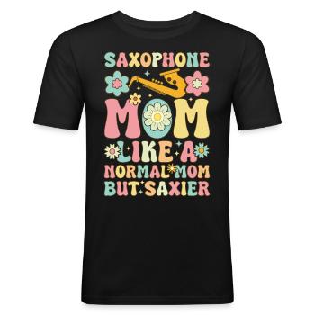 Sassofonista groovy - Maglietta aderente da uomo - nero - Fronte - Nik (191cm)