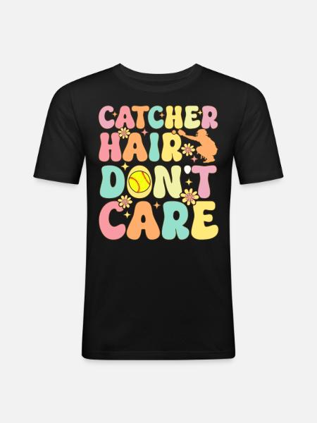 Softball Catcher Softball Player - Men's Slim Fit T-Shirt - black