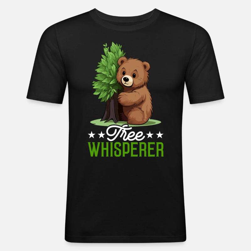 Tree Hugger Umweltschützer Bär - Männer Slim Fit T-Shirt - Schwarz