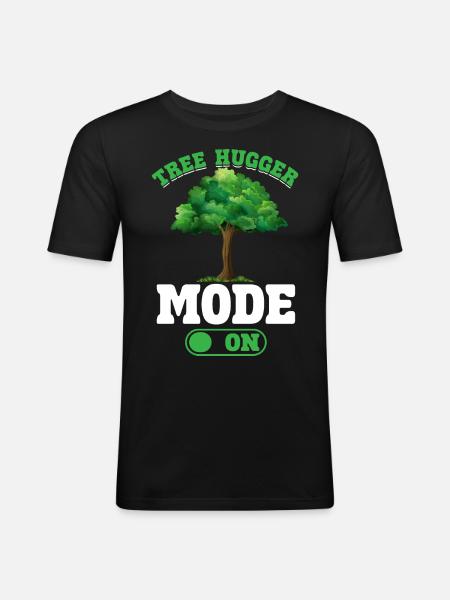 Environmentalists hugging trees - Men's Slim Fit T-Shirt - black