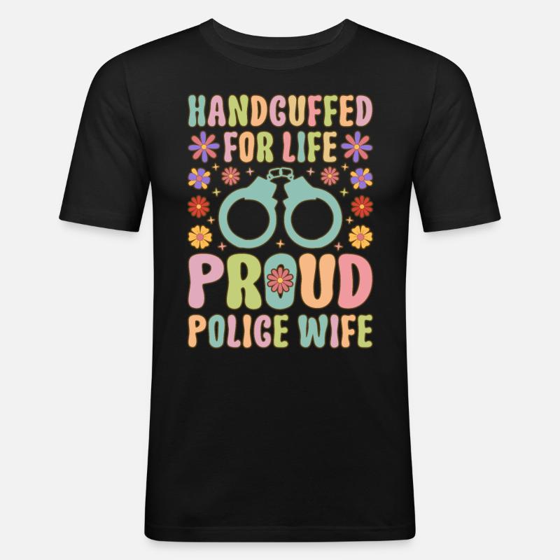 Polizist Ehefrau - Männer Slim Fit T-Shirt - Schwarz