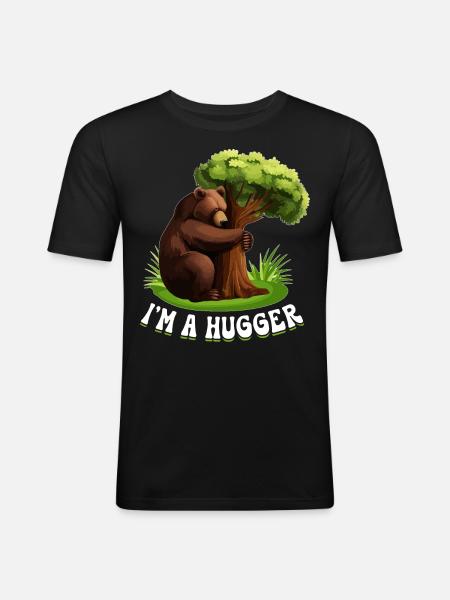 Tree Hugger Umweltschützer Bär - Männer Slim Fit T-Shirt - Schwarz