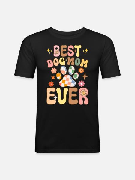 Groovy Pekingese Mom - Men's Slim Fit T-Shirt - black