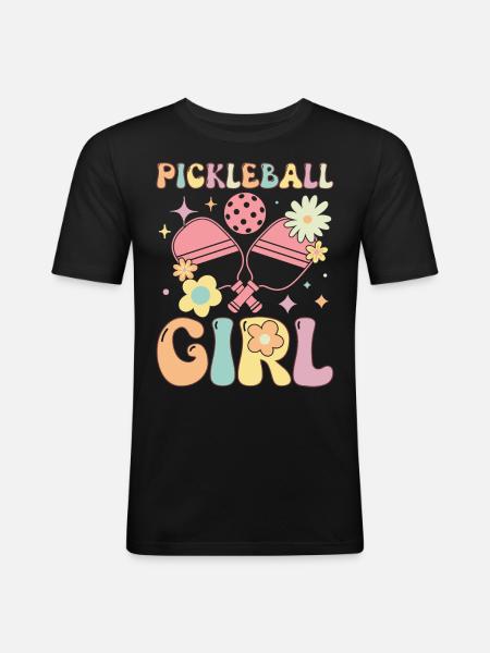Groovy Pickle Ball Player - Men's Slim Fit T-Shirt - black