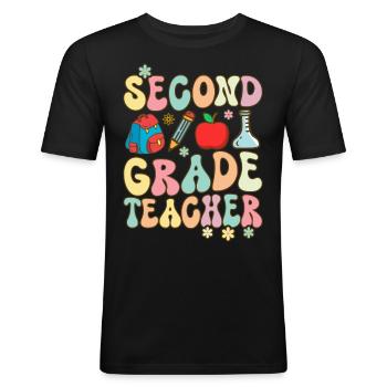 Groovy Professeur d’école primaire - T-shirt près du corps Homme - noir - Devant - Nik (191cm)