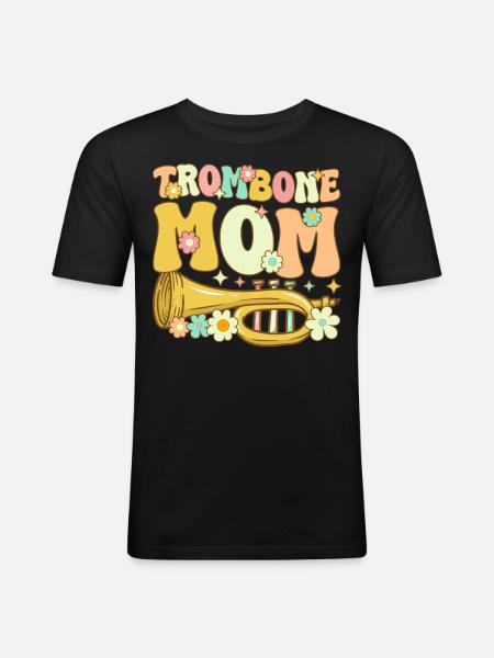 Groovy trombone player jazz music - Men's Slim Fit T-Shirt - black