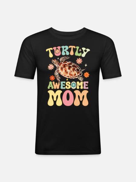 Groovy Turtle Lover Mom - Men's Slim Fit T-Shirt - black
