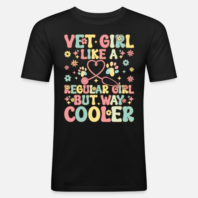 Vet Tech Tierärztin - Männer Slim Fit T-Shirt - Schwarz