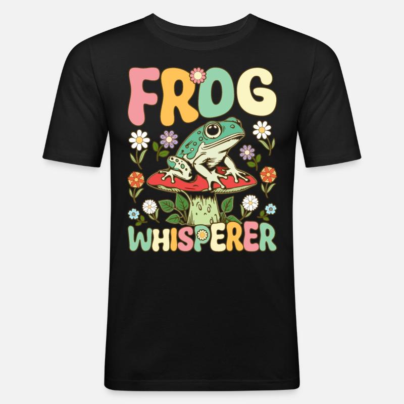 Groovy Frog Lovers - Männer Slim Fit T-Shirt - Schwarz