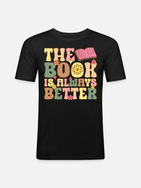 Groovy Book Reader - Men's Slim Fit T-Shirt - black