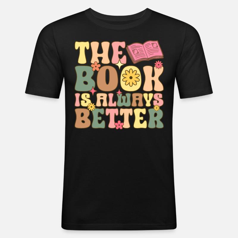 Groovy Book Reader Buch lesen - Männer Slim Fit T-Shirt - Schwarz