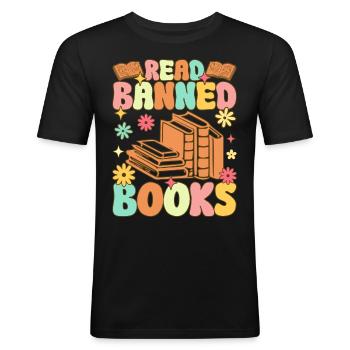 Groovy Book Reader - Men's Slim Fit T-Shirt - black - Front - Nik (191cm)