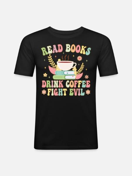 Groovy Book Reader - Men's Slim Fit T-Shirt - black