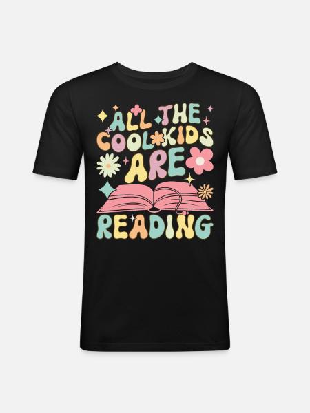 Groovy Book Reader Book Reading - Men's Slim Fit T-Shirt - black