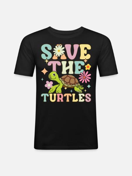 Groovy Sea Turtle - Men's Slim Fit T-Shirt - black