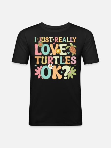 Groovy Sea Turtle - Men's Slim Fit T-Shirt - black