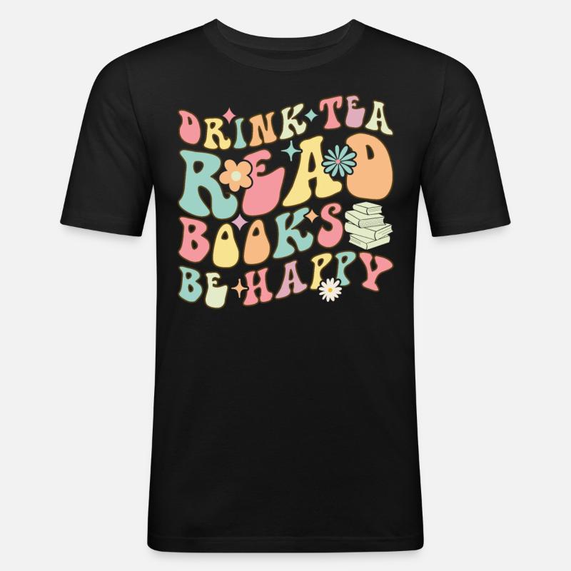 Groovy Book Reader Buch lesen - Männer Slim Fit T-Shirt - Schwarz