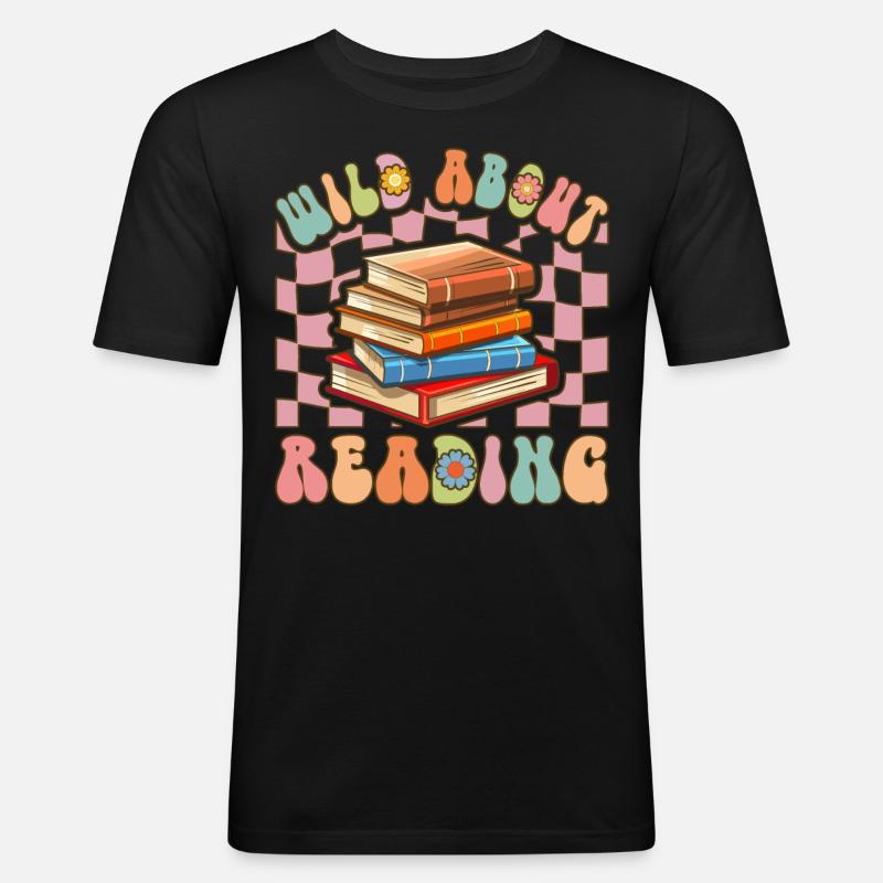 Groovy Book Reader Buch lesen - Männer Slim Fit T-Shirt - Schwarz