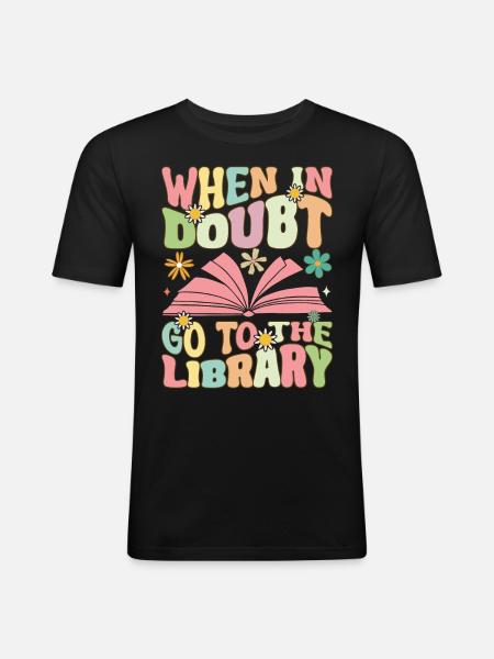 Groovy Book Reader Librarian - Men's Slim Fit T-Shirt - black
