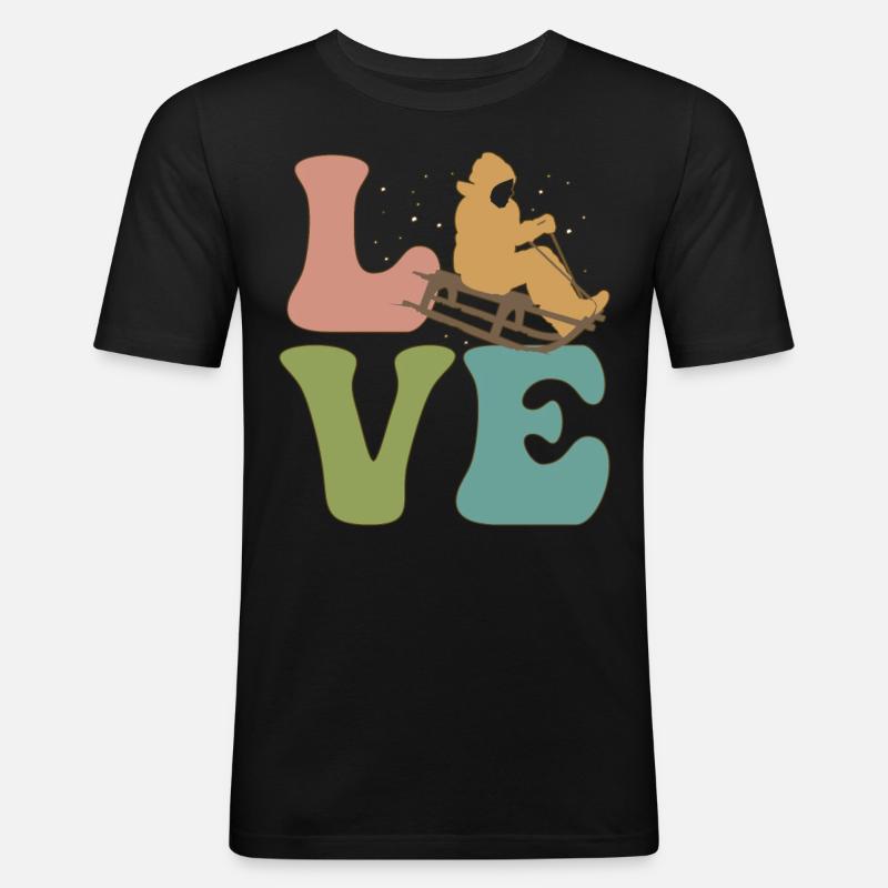 LOVE Schlittenfahrt Schlitten - Männer Slim Fit T-Shirt - Schwarz
